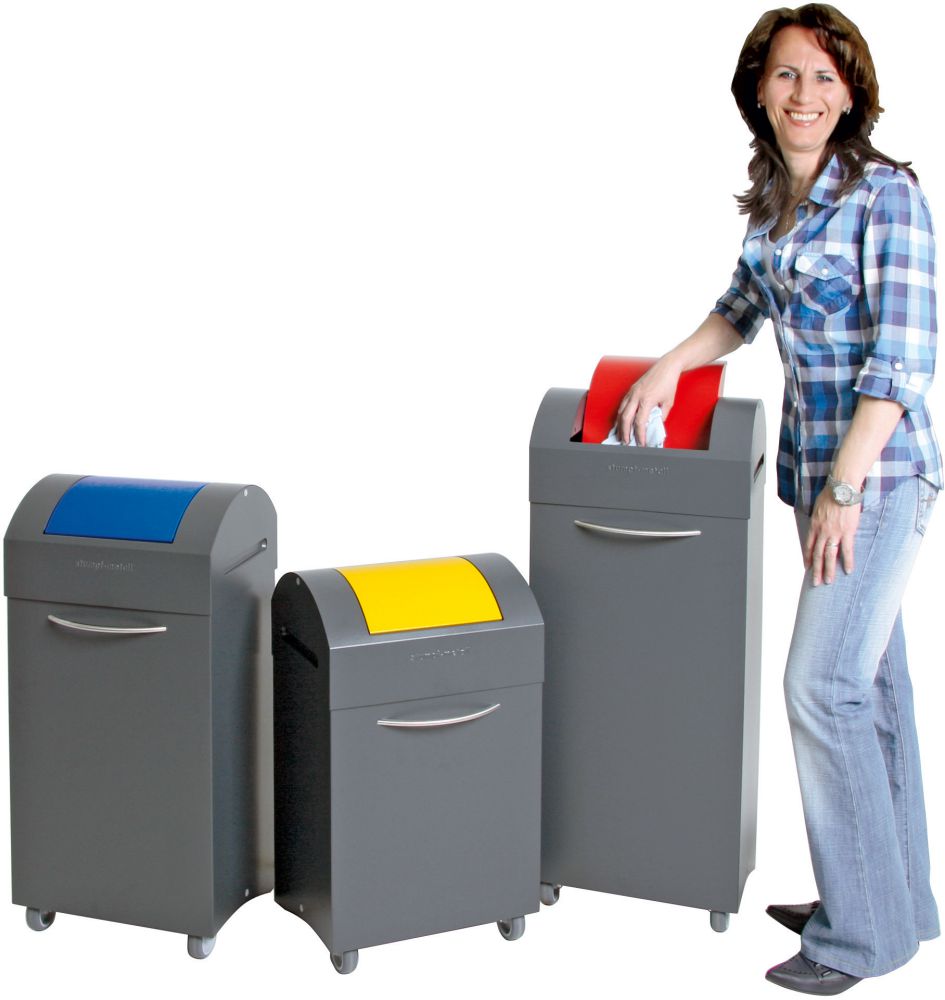 Produktbild Stumpf Wertstoffbehälter Wertstoffsammler 45 l grau/rot, 685x380x320mm