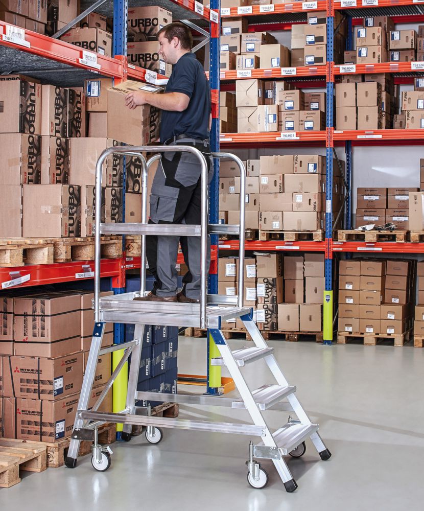 Produktbild ZARGES Podesttreppe einseitig 5 Stufen/Gitter bild 1