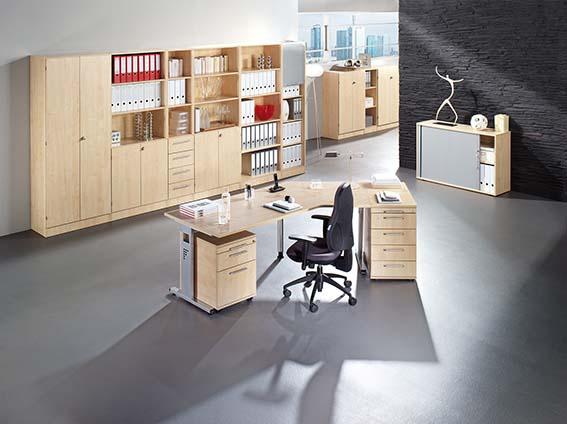 Produktbild mm Schreibtisch Nussbaum 2100x1130x680-760 bild 3