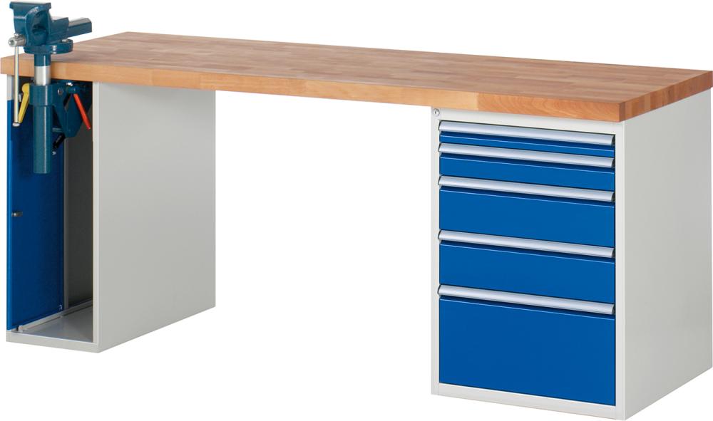 Produktbild Rau Werkbank Modell 7511 2000 x 900 x 840 mm mit 1 Schraubstockschrank