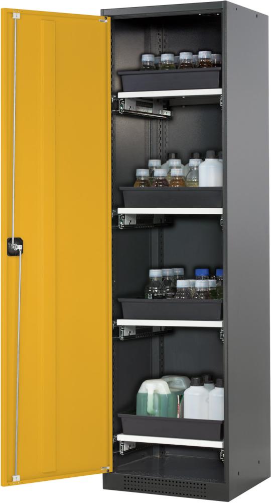 Produktbild Asecos Chemikalienschrank 545x1950 mm 1 Tür gelb 4 Auszüge