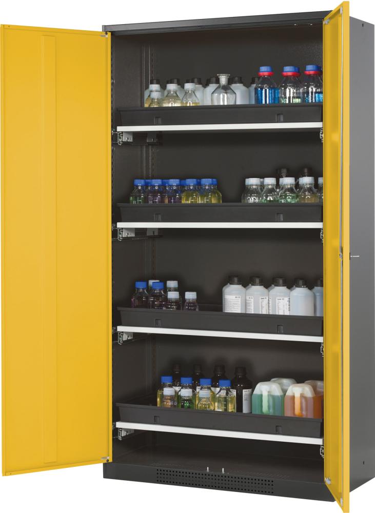 Produktbild Asecos Chemikalienschrank 1055x1950 mm 2 Türen gelb 4 Auszüge