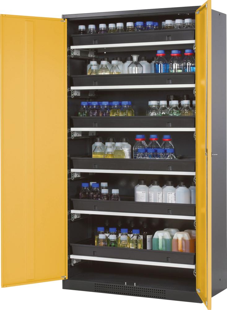 Produktbild Asecos Chemikalienschrank 1055x1950 mm 2 Türen gelb 6 Auszüge
