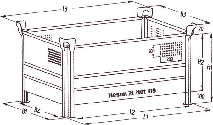 Produktbild Hesonwerk Stapelbehälter 1t,lack. 800x500x500mm,Klappe bild 1