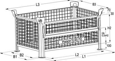 Produktbild Hesonwerk Gitterbehälter 1t,lack. 1200x1000x600mm,Klappe bild 2