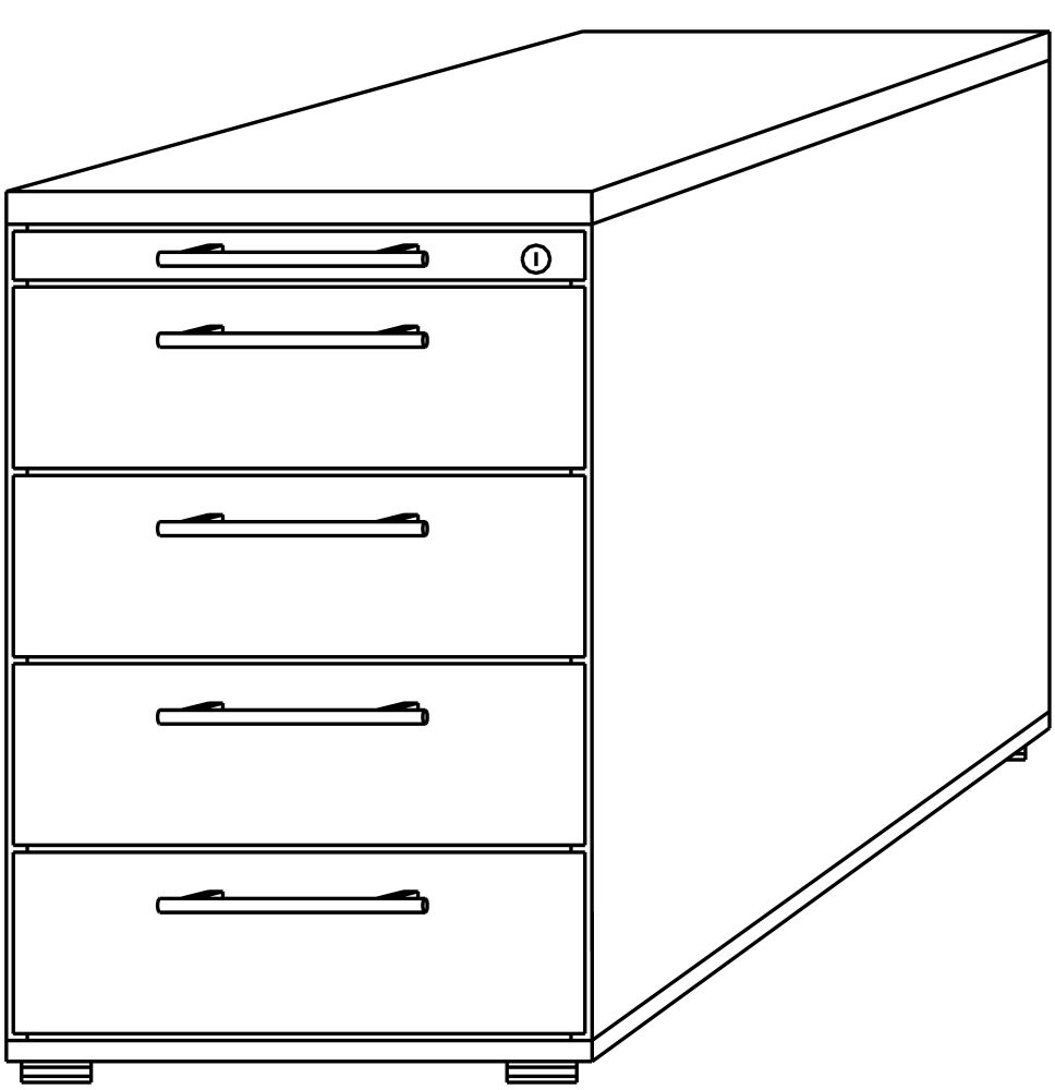 Produktbild Hammerbacher Standcontainer lichtgrau 4 Schübe