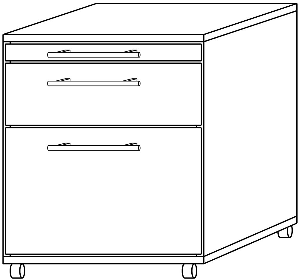 Produktbild Hammerbacher Rollcontainer Ahorn 2 Schübe
