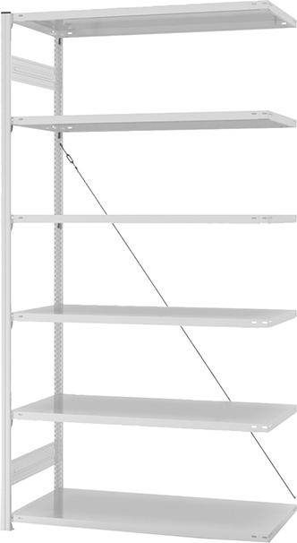 Produktbild Hofe Steckregal Anbauregal 2500x600x1300 mm 6 Boden hellgrau