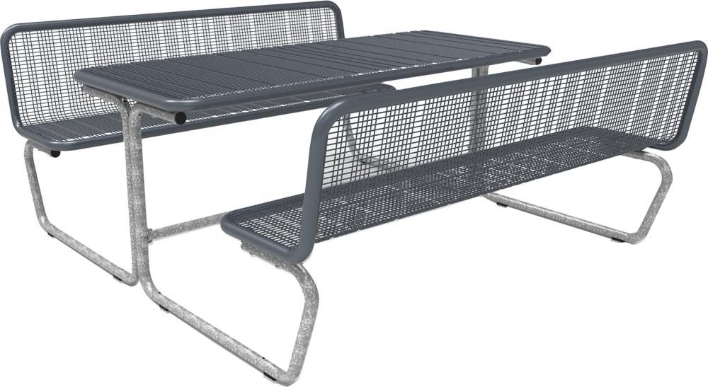 Produktbild Bank Tisch Kombination PALMA Drahtgitter Nutzbreite 1770 mm mit Rückenlehne