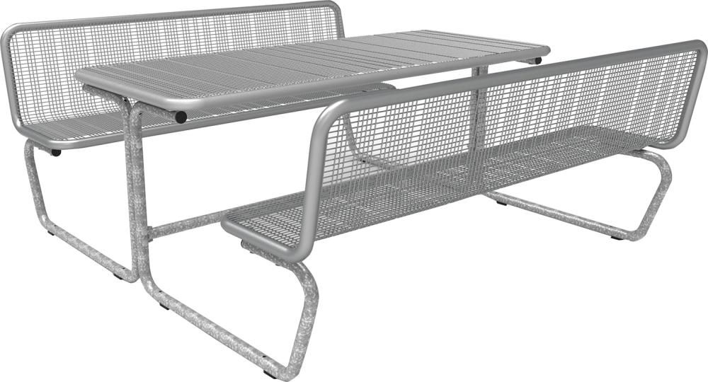 Produktbild Bank Tisch Kombination PALMA Drahtgitter Nutzbreite 1770 mm mit Rückenlehne