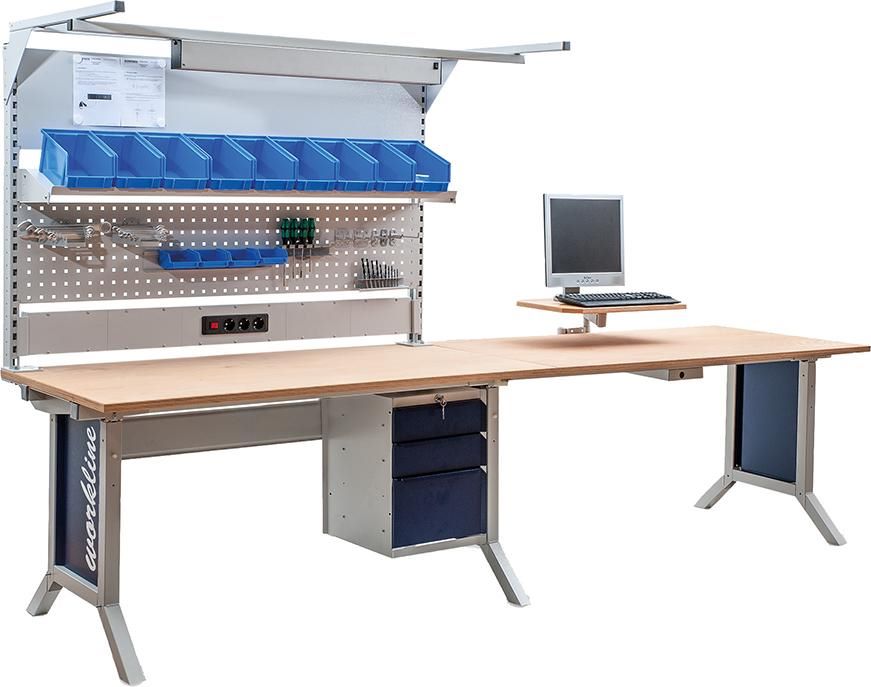 Produktbild Bedrunka + Hirth Anbautischkombination Workline Höhe 735 - 1000 mm Buche Multiplex