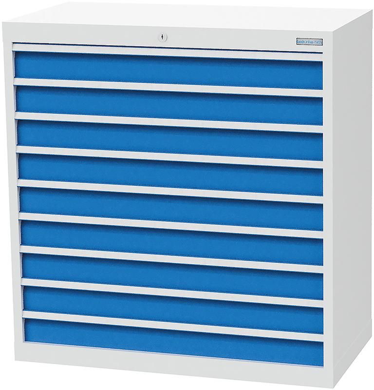 Produktbild Bedrunka+Hirth Schubladenschrank mit 9 blauen Schubladen 980 x 500 x 1019 mm
