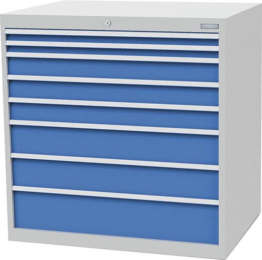 Produktbild Bedrunka+Hirth Schubladenschrank 8 blaue Schubladen Maße 1005 x 736 x 1519 mm