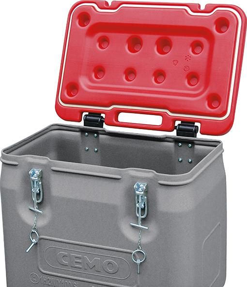 Produktbild Cemo Gefahrgut Box mobil 170 Liter grau Deckel rot