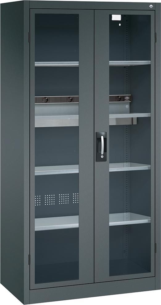 Produktbild CP Akkuladeschrank BASIC mit Sichtfenstertüren 1950 x 930 mm RAL 7016