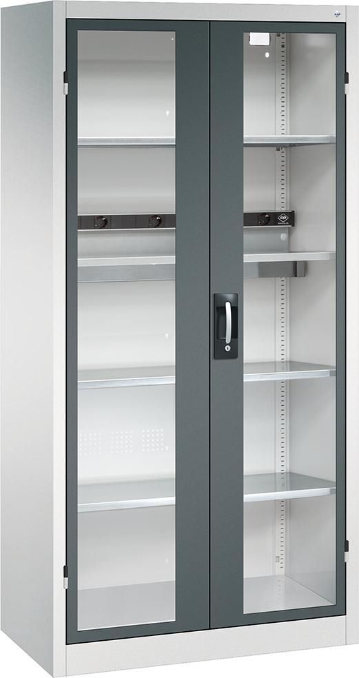 Produktbild CP Akkuladeschrank BASIC Sichtfenstertüren 1950 mm RAL 7035 7016