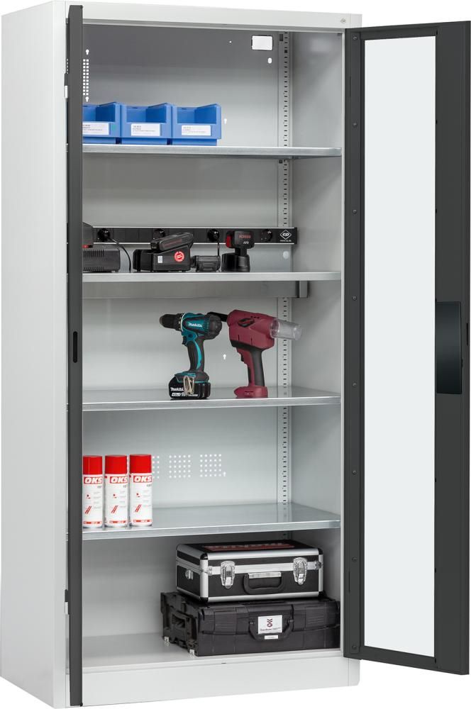 Produktbild CP Akkuladeschrank BASIC Sichtfenstertüren 1950 mm RAL 7035 7016 bild 4