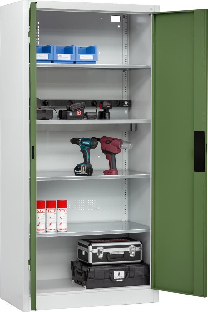Produktbild CP Akkuladeschrank Typ BASIC mit Vollblechtüren Höhe 1950 mm RAL 7035 6011 bild 4
