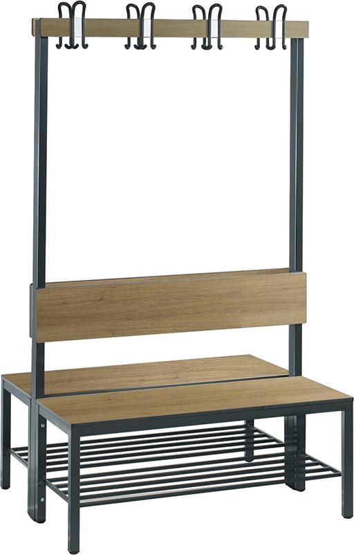 Produktbild C+P Doppelseitige Garderobenbank mit Schuhrost 1000 x 760 x 1650 mm