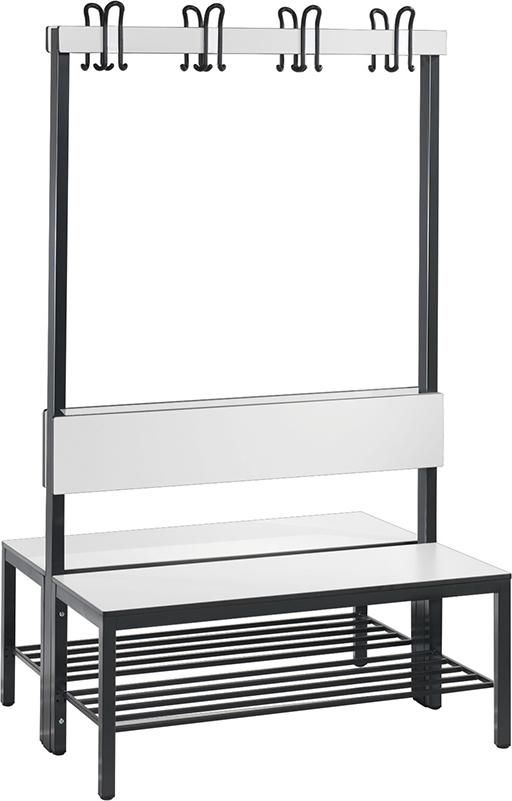 Produktbild C+P Doppelseitige Garderobenbank mit Schuhrost B x T x H 1000 x 760 x 1650 mm