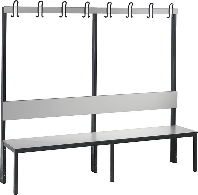 Produktbild C+P Einseitige Basic Plus Garderobenbank silbergrau 1960 x 407 x 1650 mm