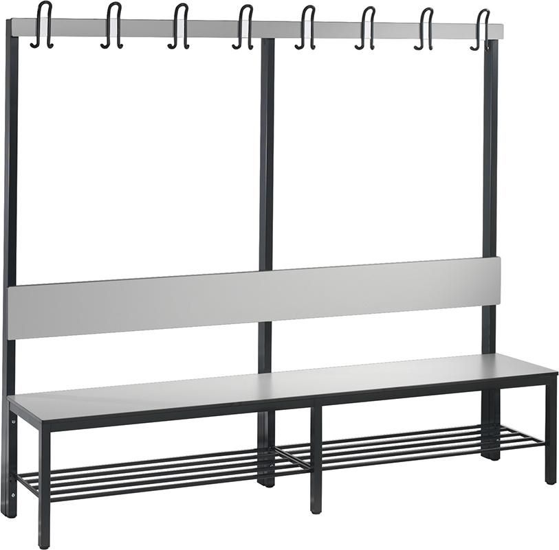 Produktbild C+P Einseitige Garderobenbank B 1960 x T 407 x H 1650 mm mit Schuhrost