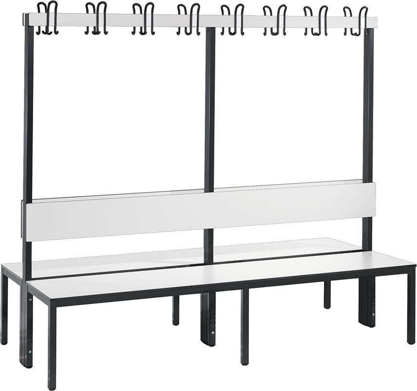 Produktbild C+P Doppelseitige Garderobenbank ohne Schuhrost weiß 1960 x 760 x 1650 mm