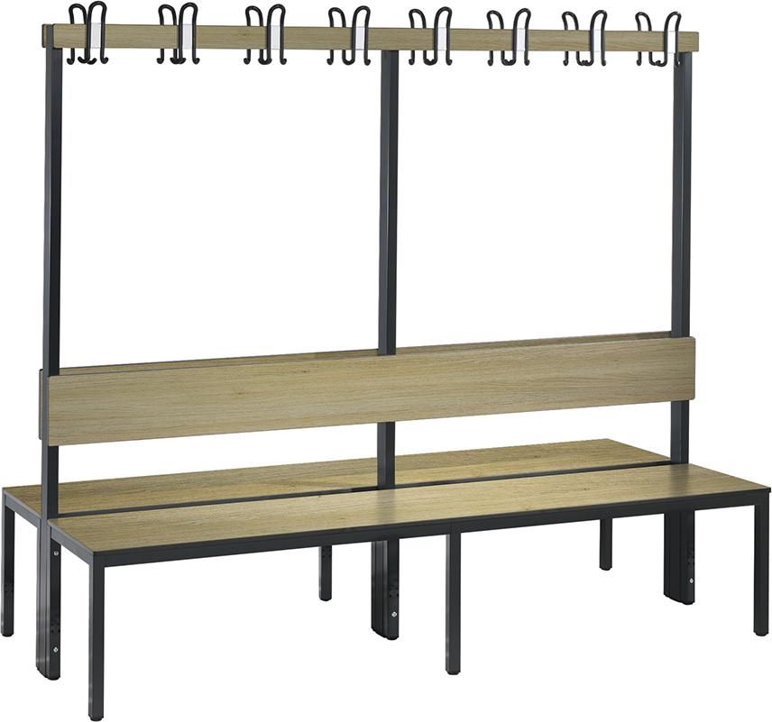 Produktbild C+P Doppelseitige Garderobenbank Basic Plus Breite 1960 mm RAL 7021 schwarzgrau 