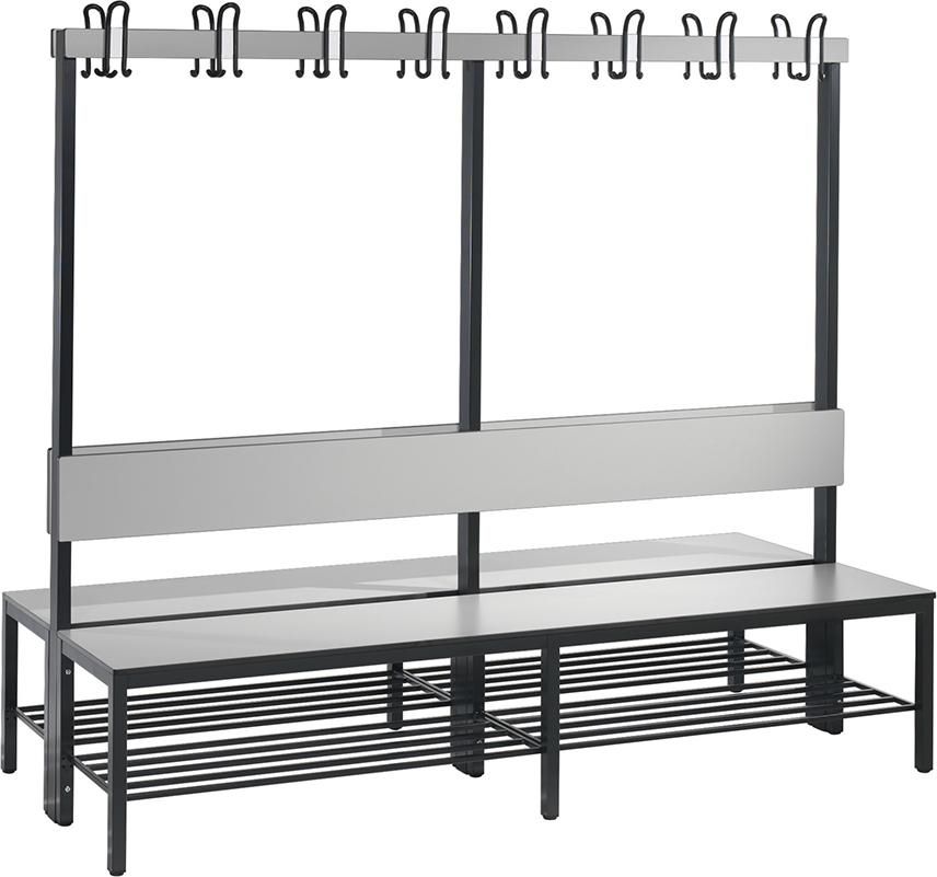 Produktbild C+P Doppelseitige Garderobenbank silbergrau 1960 x 760 x 1650 mm