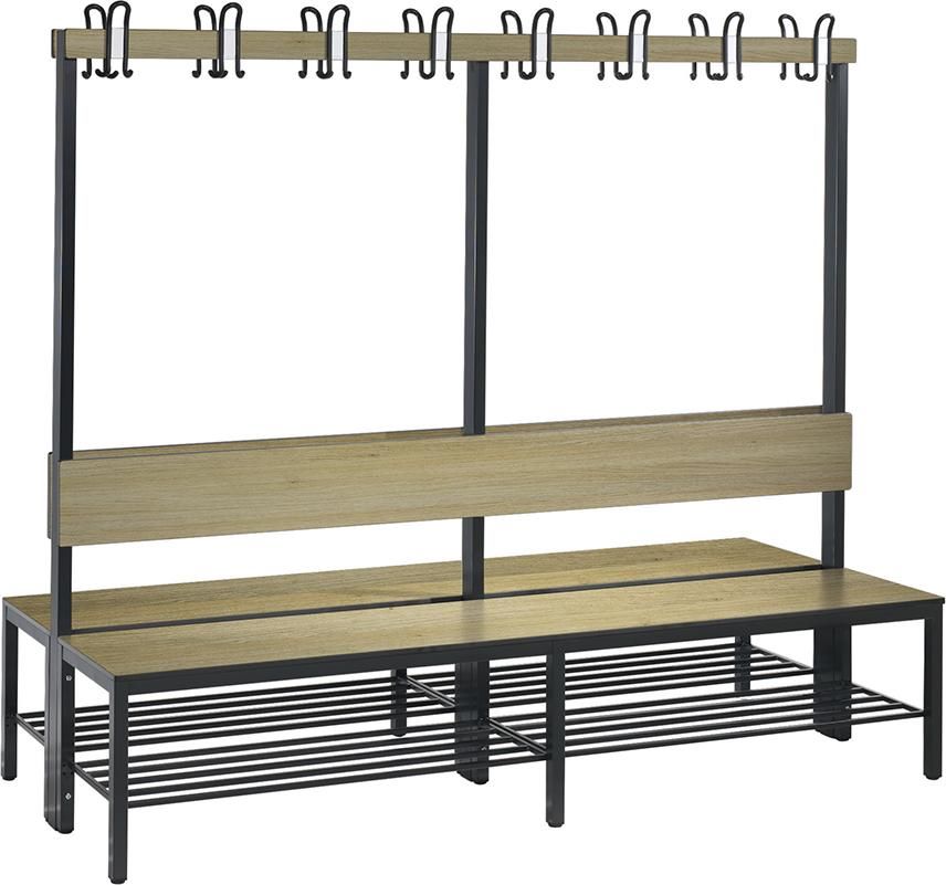 Produktbild C+P Doppelseitige Garderobenbank 1960 x 760 x 1650 mm RAL 7021 schwarzgrau