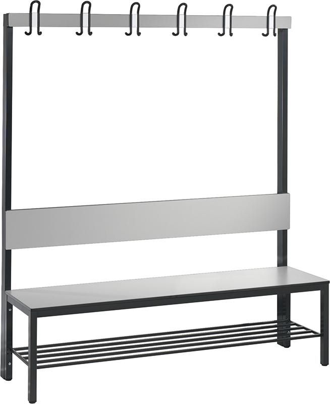 Produktbild C+P Einseitige Basic Plus Garderobenbank B 1500 x T 407 x H 1650 mm silbergrau