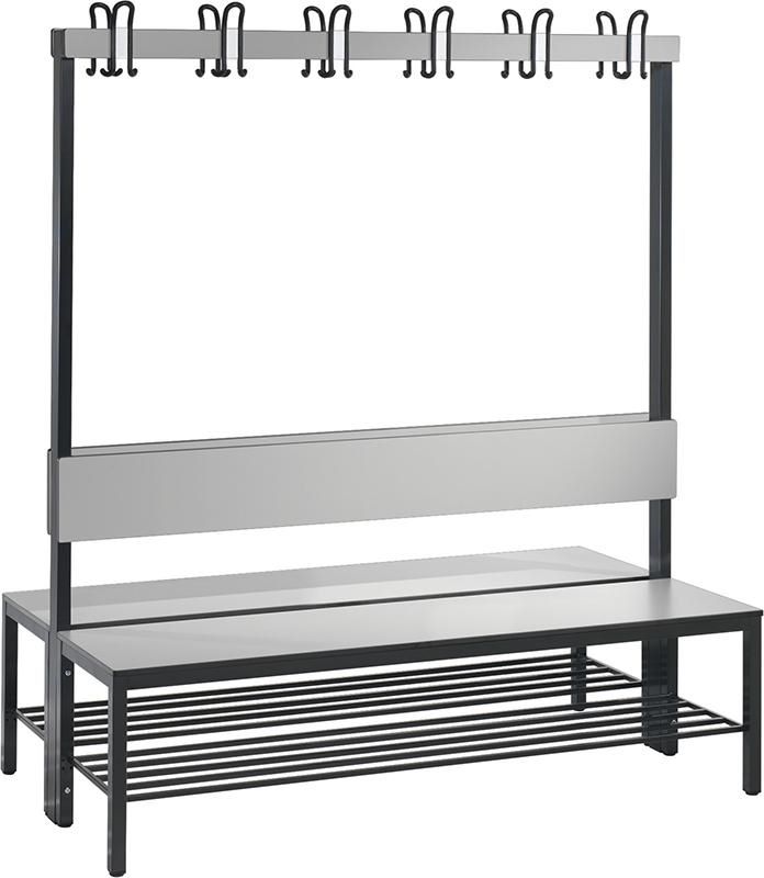 Produktbild C+P Doppelseitige Garderobenbank silbergrau 1500 x 760 x 1650 mm