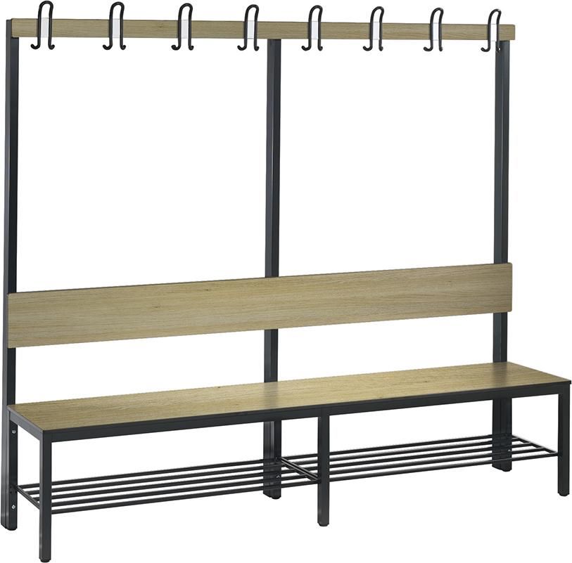Produktbild C+P Einseitige Basic Plus Garderobenbank Eiche 1960 x 407 x 1650 mm