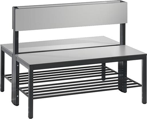 Produktbild C+P Doppelseitige Sitzbank mit Rückenlehne und Schuhrost 1000 x 760 x 796 mm