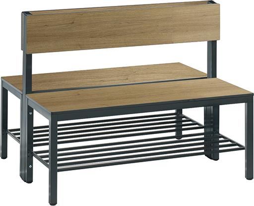 Produktbild C+P Doppelseitige Sitzbank Eiche mit Rückenlehne 1000 x 760 x 796 mm