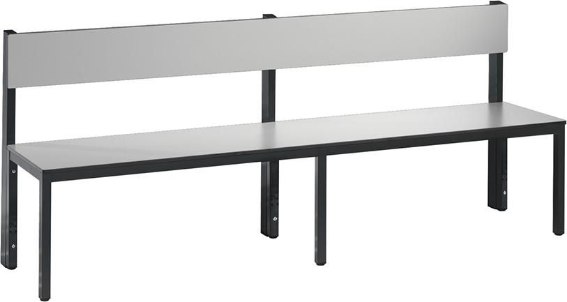 Produktbild C+P Sitzbank mit Rückenlehne ohne Schuhrost silbergrau Breite 1960 mm