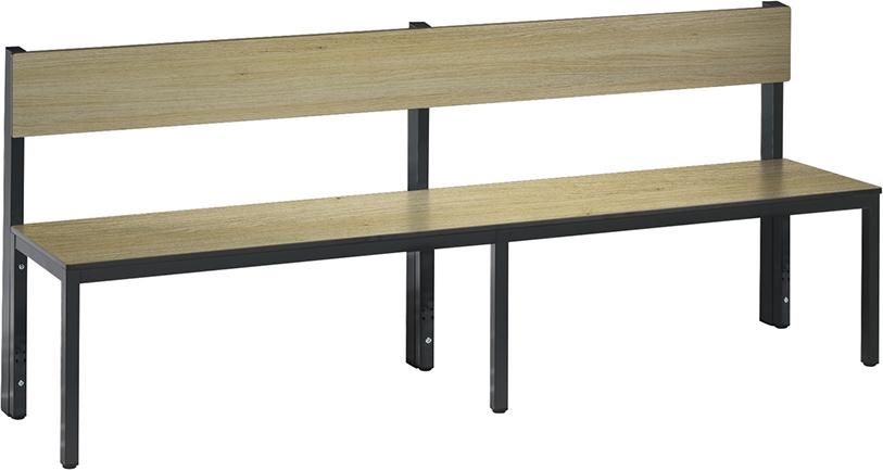 Produktbild C+P Sitzbank Eiche mit Rückenlehne ohne Schuhrost 1960 x 407 x 769 mm