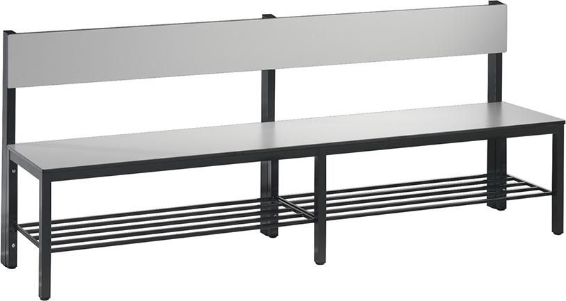 Produktbild C+P Sitzbank mit Rückenlehne und Schuhrost 1960 x 407 x 769 mm silbergrau