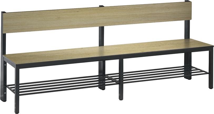 Produktbild C+P Sitzbank mit Rückenlehne und Schuhrost Eiche B 1960 x T 407 x H 769 mm