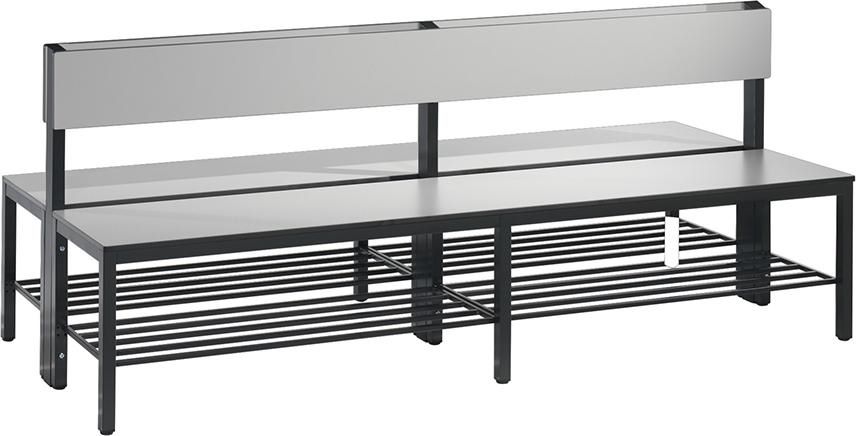 Produktbild C+P Doppelseitige silbergrau Sitzbank mit Rückenlehne 1960 x 760 x 796 mm