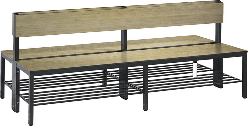 Produktbild C+P Doppelseitige Basic Plus Eiche Sitzbank mit Rückenlehne Breite 1960 mm