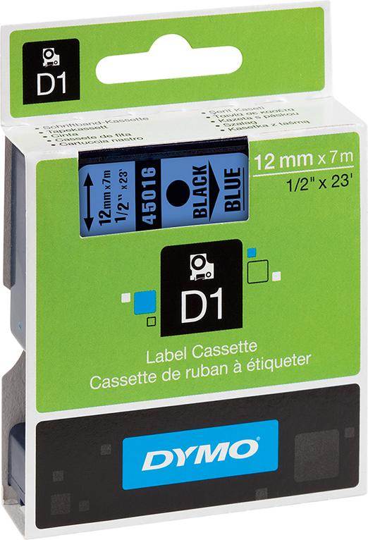 Produktbild DYMO Schriftband D1 45016 schwarz/blau 12 mm x 7 m