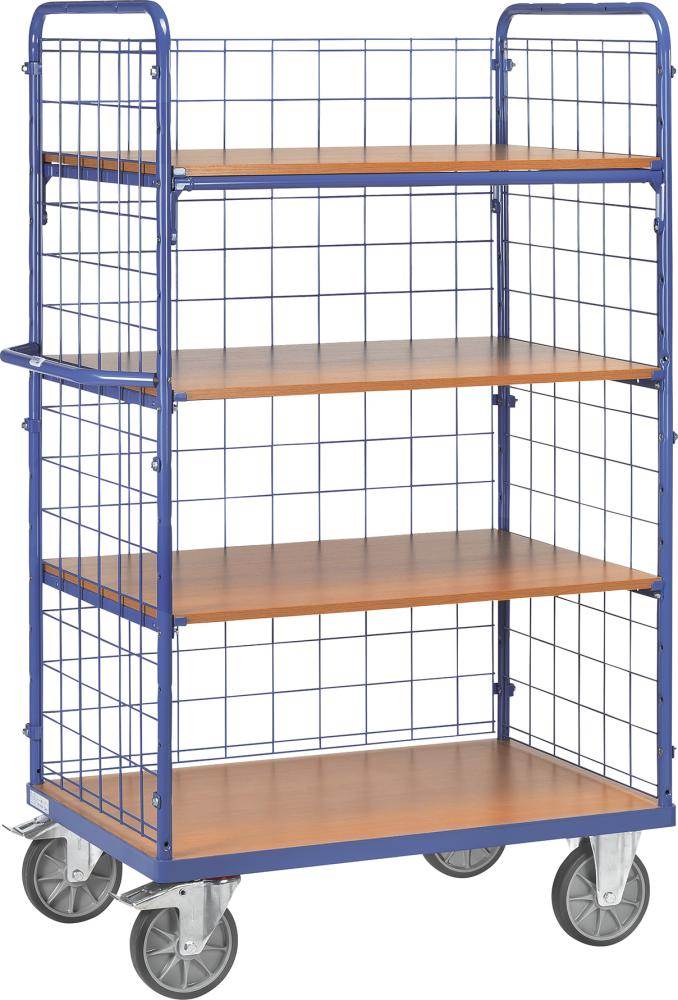 Produktbild Fetra Etagenwagen mit 2 Stirnwänden und Drahtgitter Ladeflächen 1000 x 700 mm
