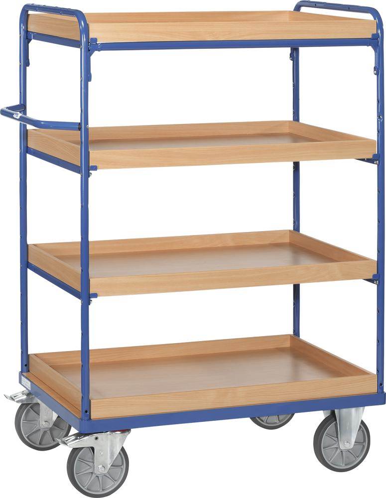 Produktbild Fetra Etagenwagen mit Kästen 4 Böden Ladefläche 1000 x 700 mm Traglast 120 kg