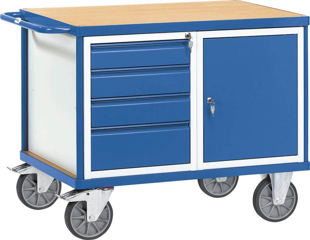 Produktbild Fetra Werkstattwagen Tragkraft 600kg Ladefläche 1050x700mm 1 Tür 4 Schubladen