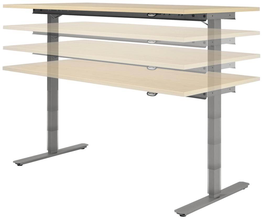 Produktbild Geramöbel Schreibtisch Flex höhenverstellbar 1800 x 800/1000 x 650 bis 1250 mm Lichtgrau bild 5