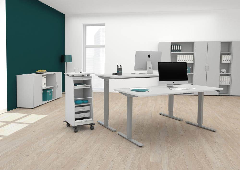 Produktbild Geramöbel Schreibtisch 135GFlex höhenverstellbar 2166 x 800/1130 x 650 bis 1250 mm Lichtgr bild 4