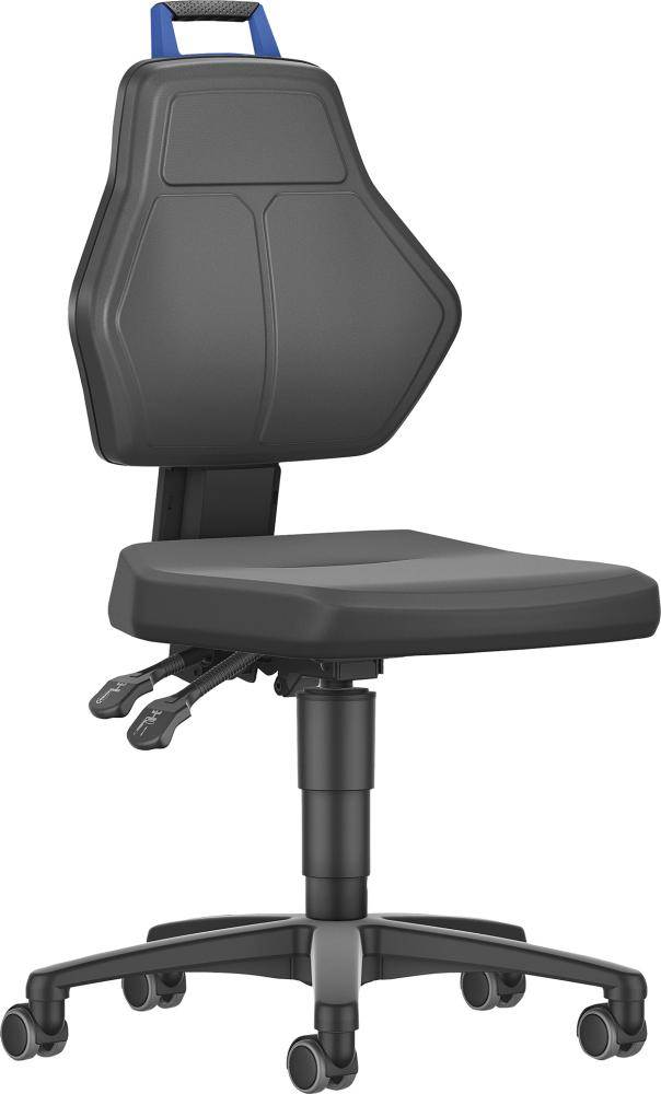 Produktbild FORUM Arbeitsstuhl mit Rollen Integralschaum blauer Griff