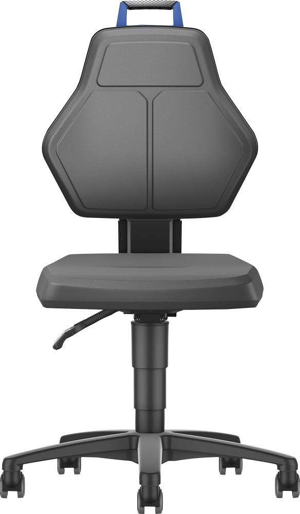 Produktbild FORUM Arbeitsstuhl mit Rollen Integralschaum blauer Griff bild 3