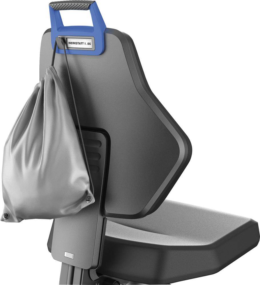 Produktbild FORUM Arbeitsstuhl mit Rollen Integralschaum blauer Griff bild 4